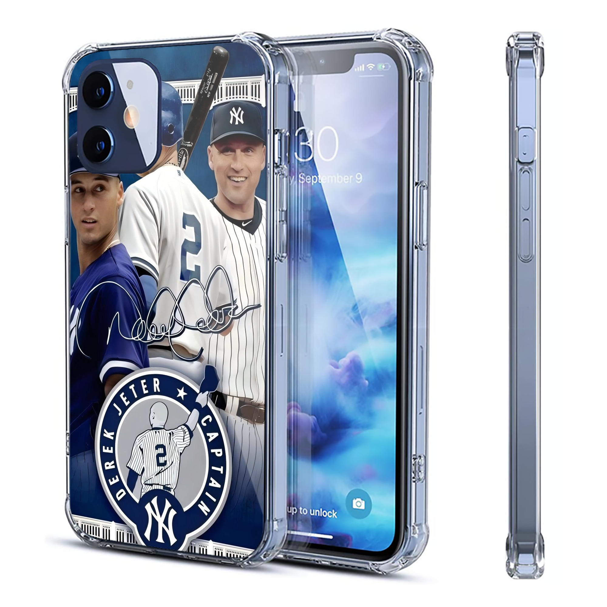Derek Jeter 47 Clear IPhone 12 Case – Soft TPU With UV Print – Enhanced Drop Protection, Precise Fit, Anti-Fingerprint, Customizable Design, Scratch-Resistant, Yellow-Resistant